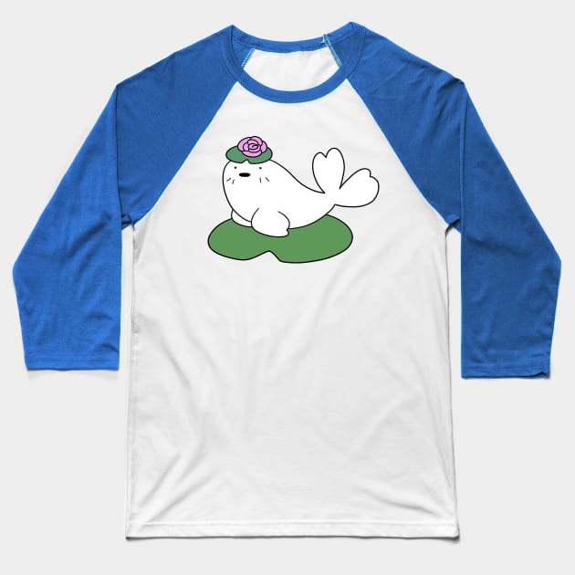 Lilypad Baby Harp Seal Baseball T-Shirt by saradaboru